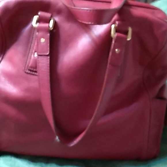 Red leather tote bag with strap with dustbag - Picture 9 of 9